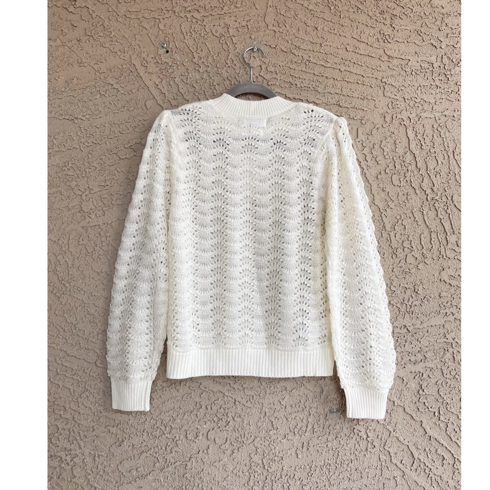 SOLD MANGO NWT Ivory Cream Lightweight Wool Blend Pointelle Pullover Sweater - Picture 11 of 11